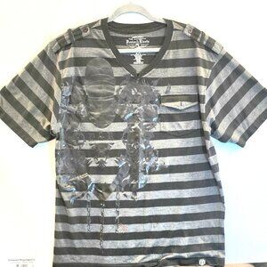 Denim & Rivets 2XL Striped Knights Helmet & Chains Graphic T-Shirt 00017